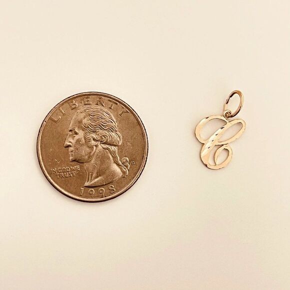 14k Real Gold Initial "C" Pendant | Charm- Real 14k Gold Letter "C" Pendant - Picture 2 of 15